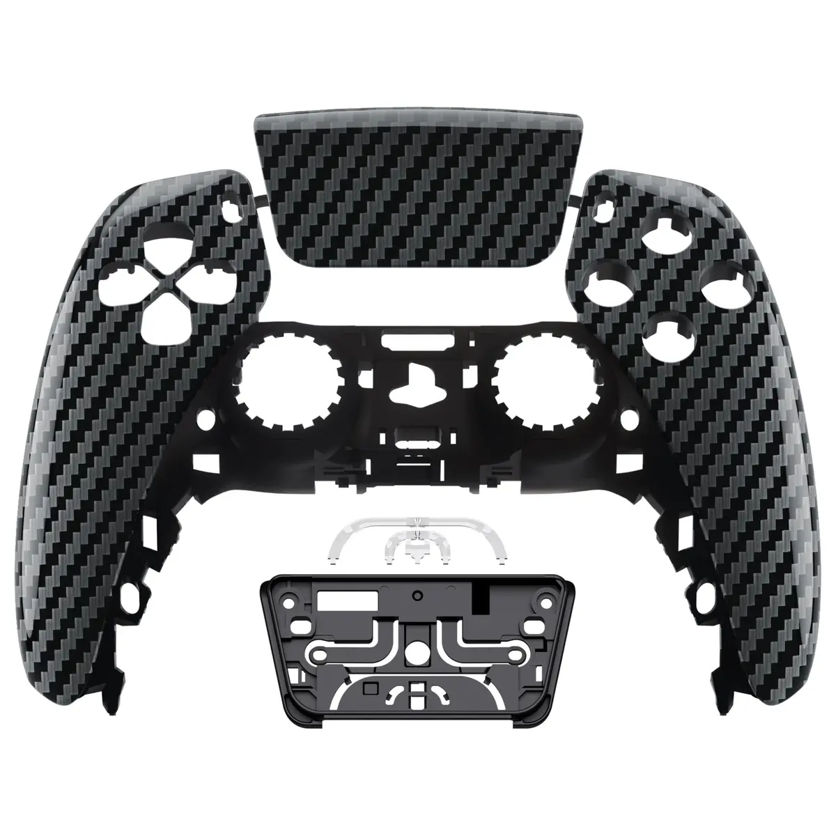 Extremerate Replacement Front Housing Shell With Touchpad Compatible With Ps5 Controller Bdm-010/020/030/040/050/060 - Graphite Carbon Fiber 1