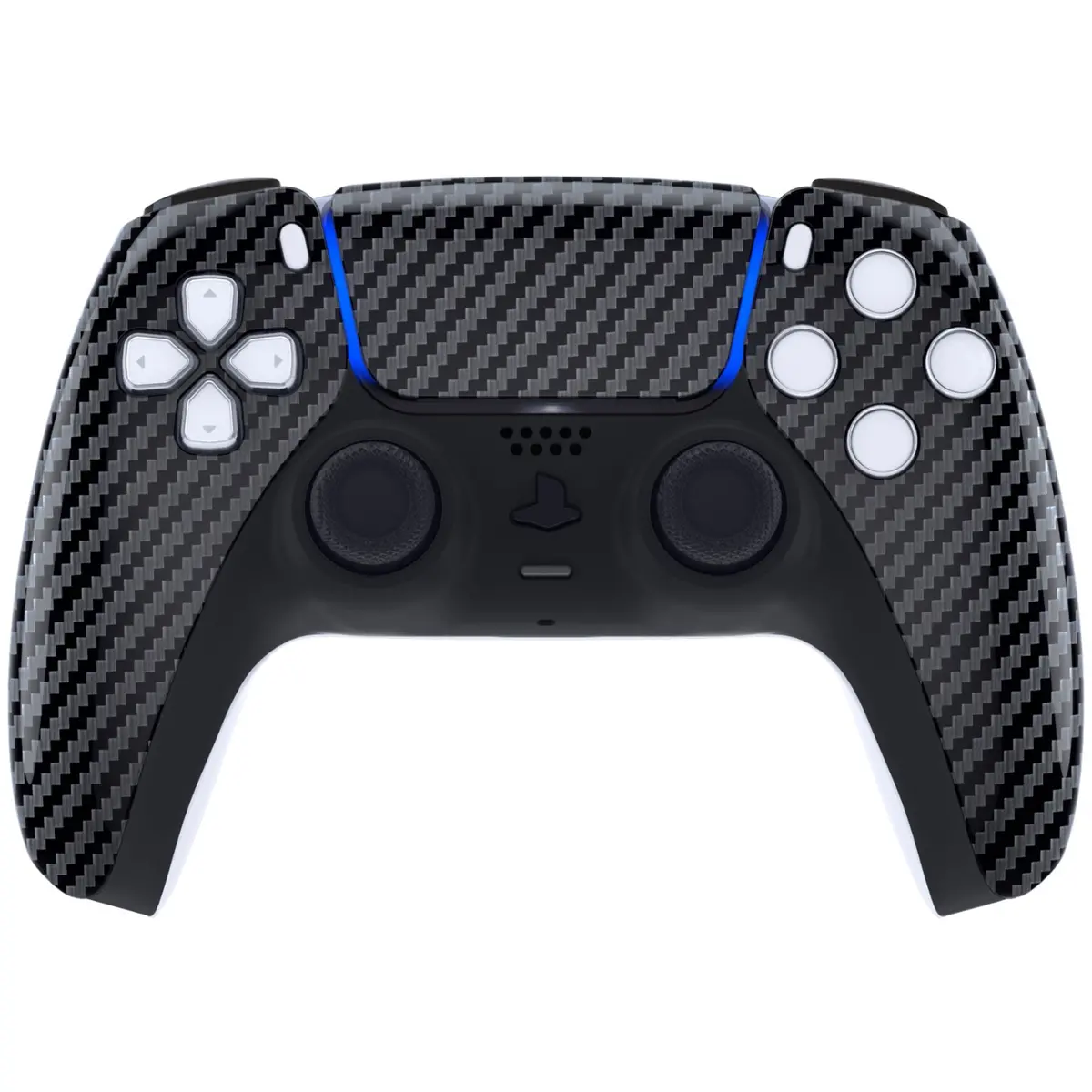 Extremerate Replacement Front Housing Shell With Touchpad Compatible With Ps5 Controller Bdm-010/020/030/040/050/060 - Graphite Carbon Fiber 2
