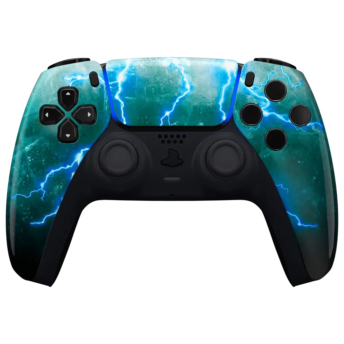 Extremerate Replacement Front Housing Shell With Touchpad Compatible With Ps5 Controller Bdm-010/020/030/040/050 - Green Storm Thunder 2