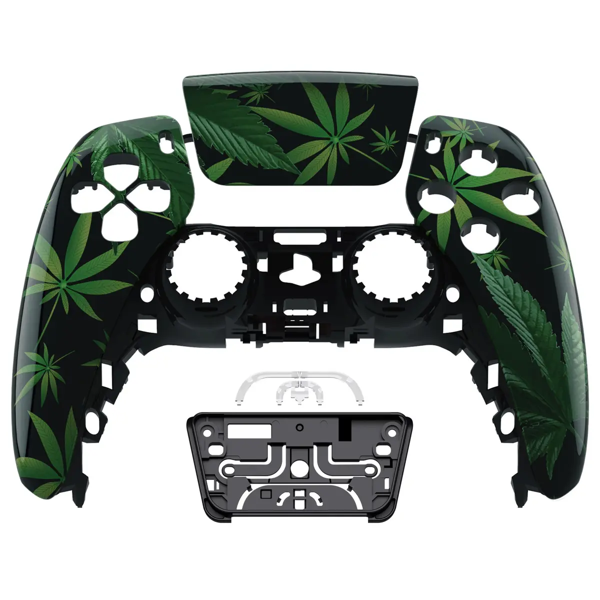 Extremerate Replacement Front Housing Shell With Touchpad Compatible With Ps5 Controller Bdm-010/020/030/040/050/060 - Green Weeds 1