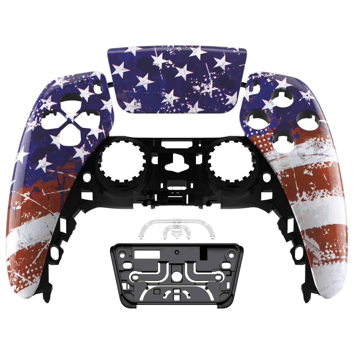Extremerate Replacement Front Housing Shell With Touchpad Compatible With Ps5 Controller Bdm-010/020/030/040/050 - Impression Us Flag 1