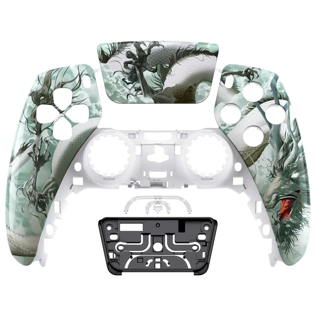 Extremerate Replacement Front Housing Shell With Touchpad Compatible With Ps5 Controller Bdm-010/020/030/040/050 - Jade Dragon - Cloud Dominator 1