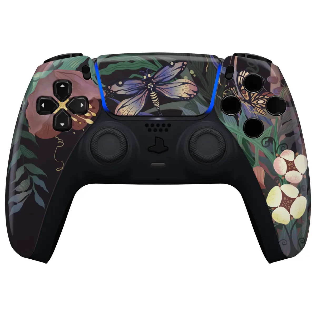 Extremerate Replacement Front Housing Shell With Touchpad Compatible With Ps5 Controller Bdm-010/020/030/040/050 - Mysterious Garden 2