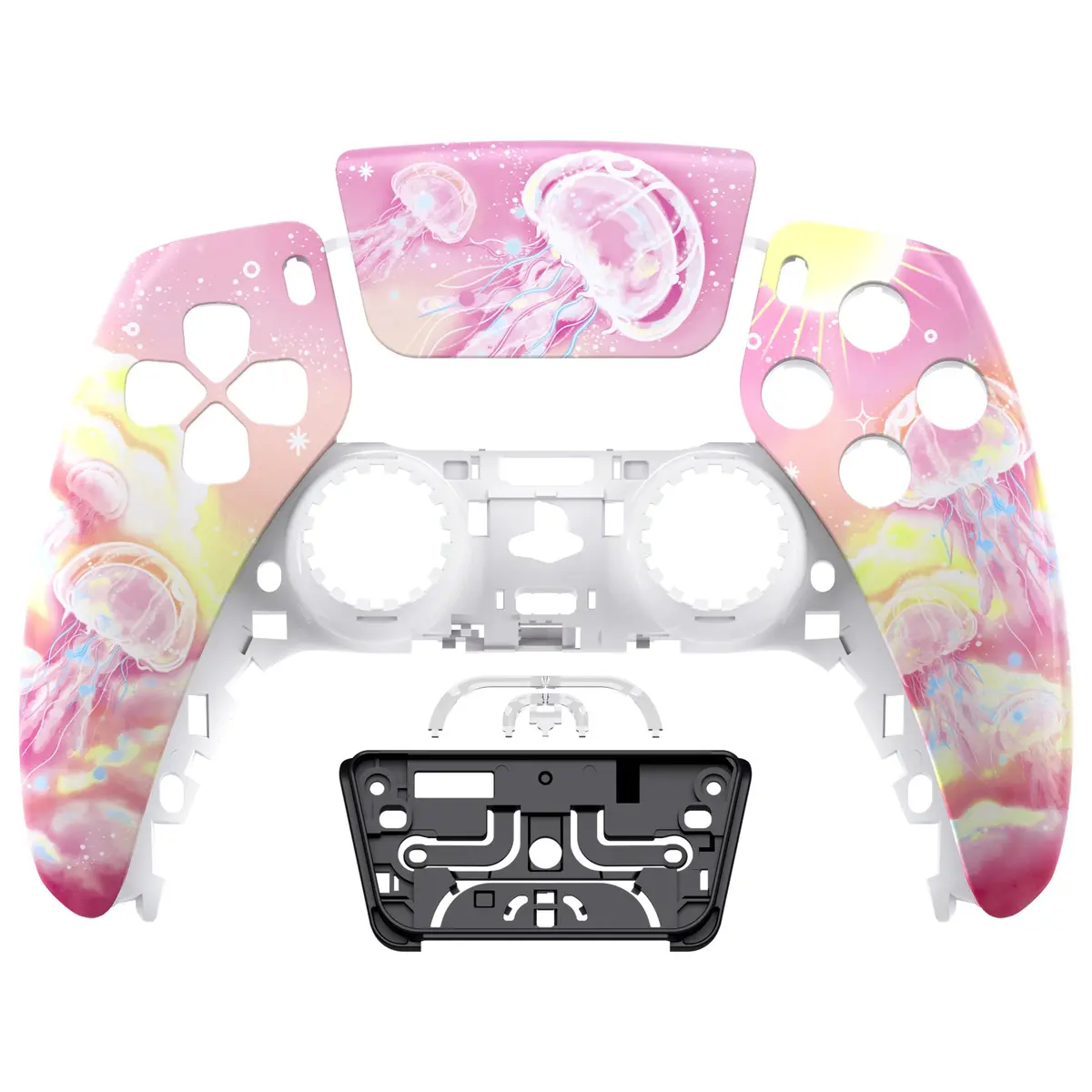 Extremerate Replacement Front Housing Shell With Touchpad Compatible With Ps5 Controller Bdm-010/020/030/040/050 - Pinky Jellyfish Heaven 1
