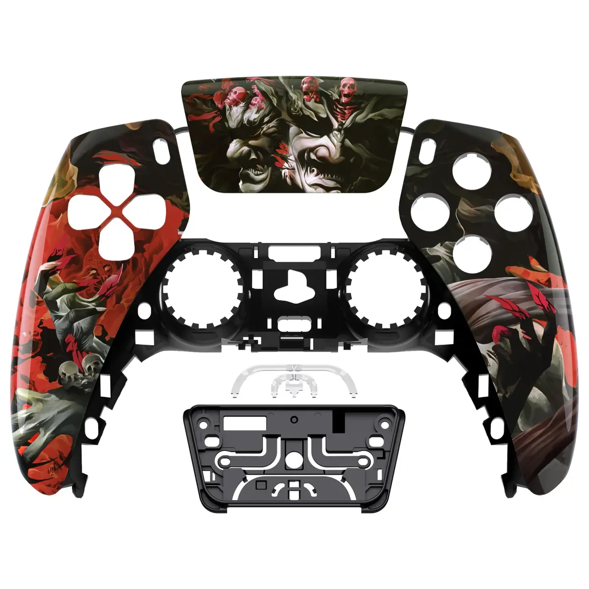 Extremerate Replacement Front Housing Shell With Touchpad Compatible With Ps5 Controller Bdm-010/020/030/040/050 - Rage Of Asura 1