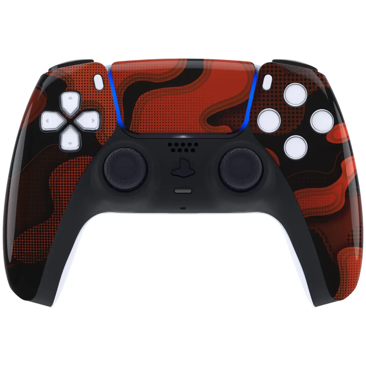 Extremerate Replacement Front Housing Shell With Touchpad Compatible With Ps5 Controller Bdm-010/020/030/040/050 - Red Black Camouflage 2