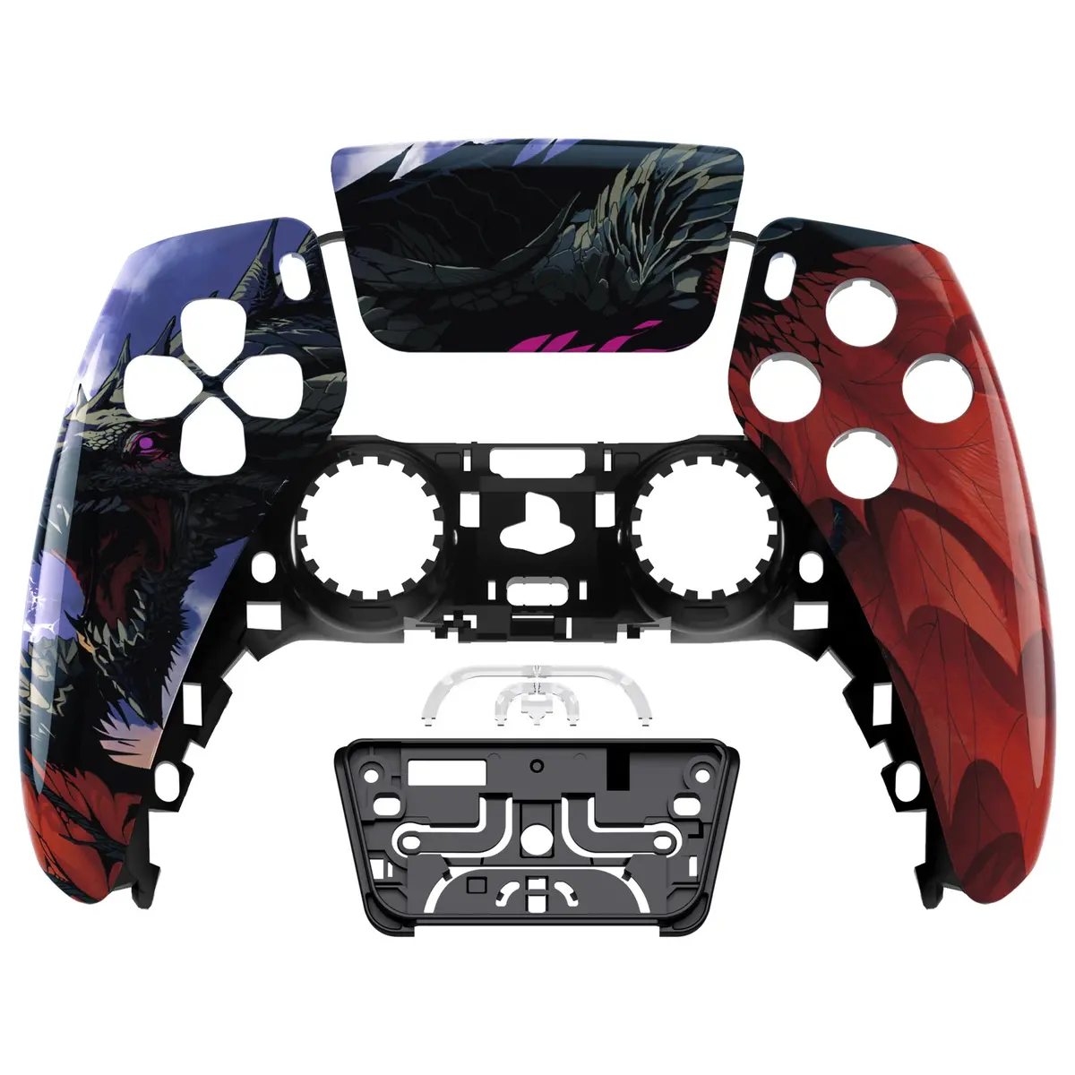 Extremerate Replacement Front Housing Shell With Touchpad Compatible With Ps5 Controller Bdm-010/020/030/040/050 - Roaring Dragon 1