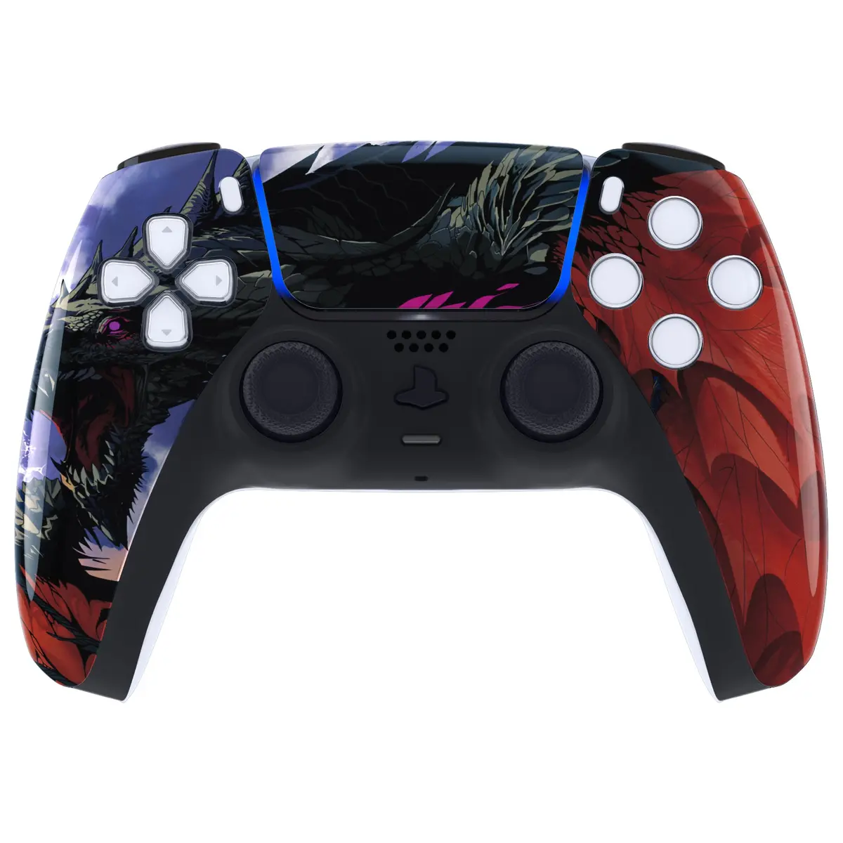Extremerate Replacement Front Housing Shell With Touchpad Compatible With Ps5 Controller Bdm-010/020/030/040/050 - Roaring Dragon 2