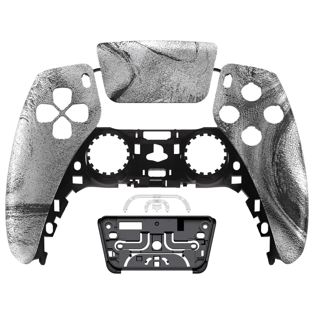 Extremerate Replacement Front Housing Shell With Touchpad Compatible With Ps5 Controller Bdm-010/020/030/040/050 - Silver Wave 1