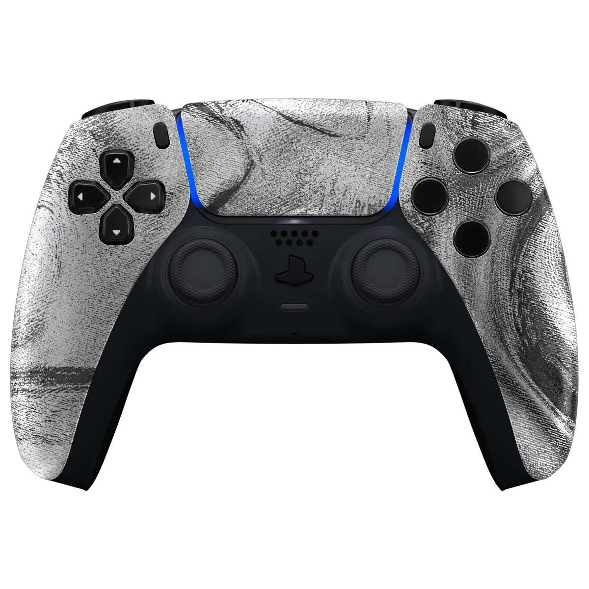 Extremerate Replacement Front Housing Shell With Touchpad Compatible With Ps5 Controller Bdm-010/020/030/040/050 - Silver Wave 2