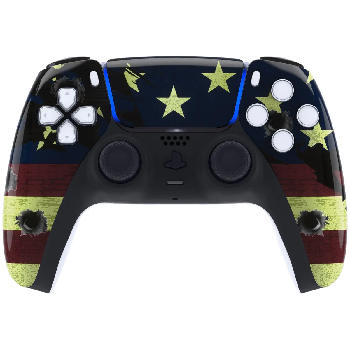 Extremerate Replacement Front Housing Shell With Touchpad Compatible With Ps5 Controller Bdm-010/020/030/040/050 - Us Flag The Stars & Stripes 2