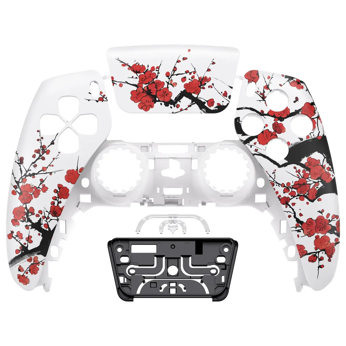 Extremerate Replacement Front Housing Shell With Touchpad Compatible With Ps5 Controller Bdm-010/020/030/040/050/060 - Winter Blossom 1
