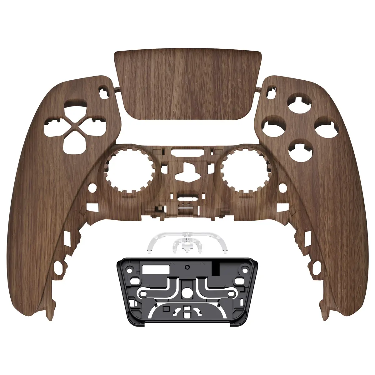 Extremerate Replacement Front Housing Shell With Touchpad Compatible With Ps5 Controller Bdm-010/020/030/040/050/060 - Wood Grain 1