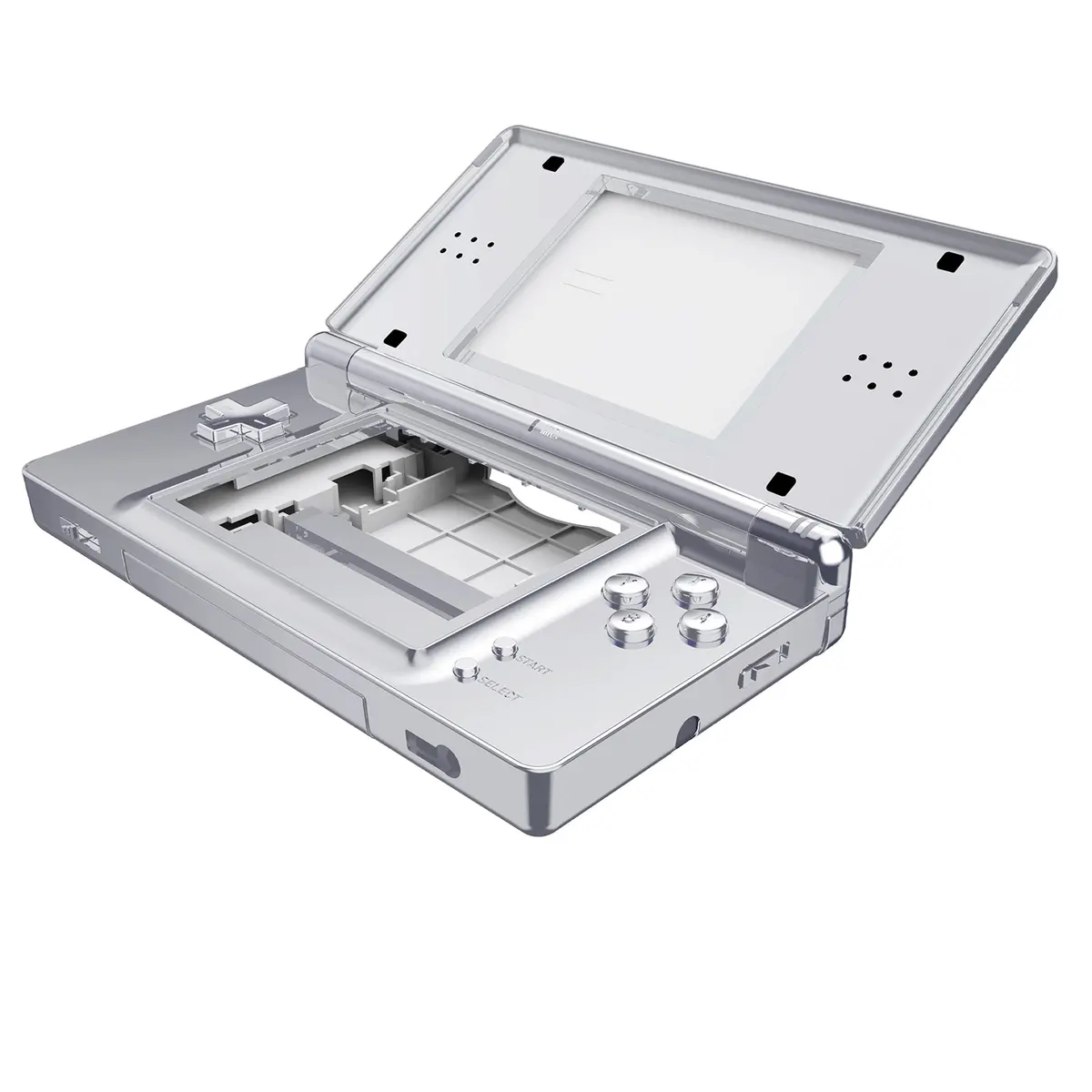 Extremerate Replacement Full Housing Shell & Buttons With Screen Lens For Nintendo Ds Lite Ndsl - Chrome Silver 1