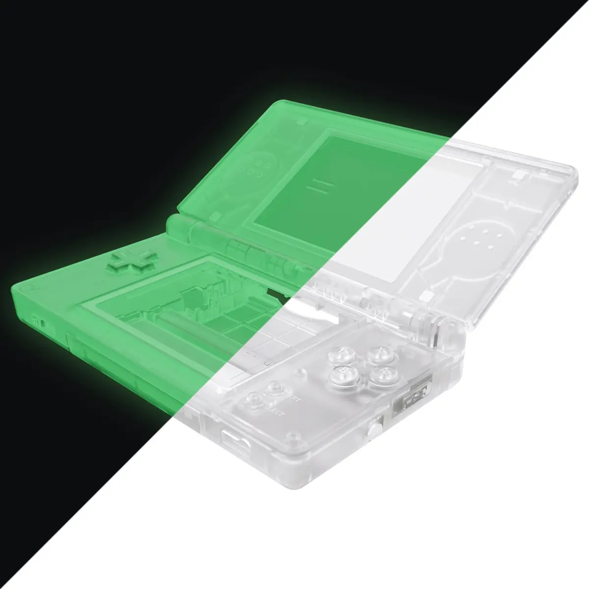 Extremerate Replacement Full Housing Shell & Buttons With Screen Lens For Nintendo Ds Lite Ndsl - Glow In Dark - Green 1