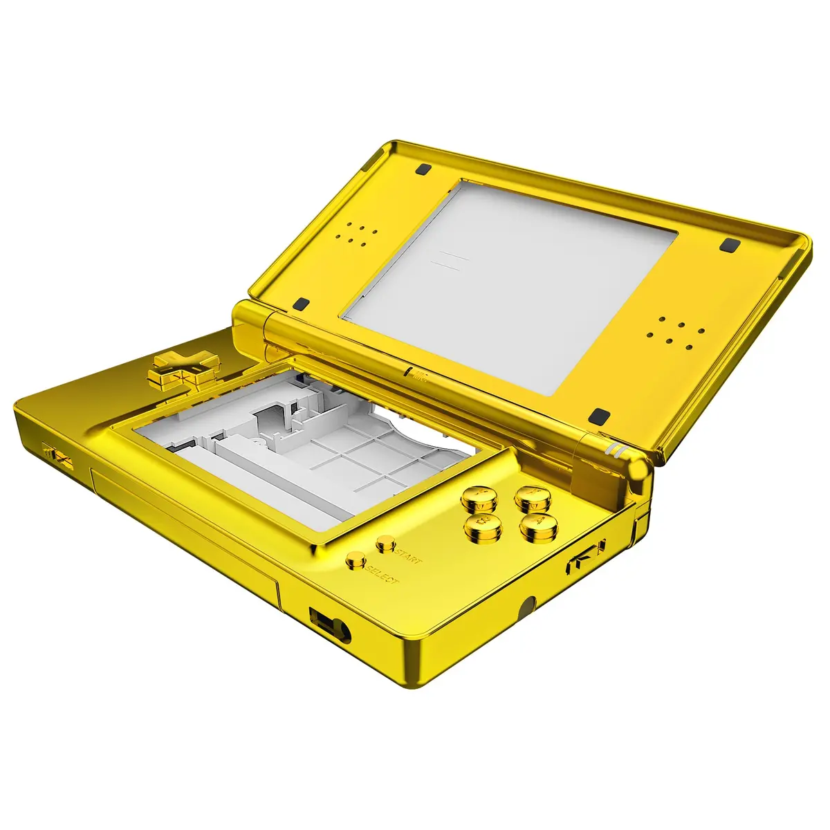 Extremerate Replacement Full Housing Shell & Buttons With Screen Lens For Nintendo Ds Lite Ndsl - Chrome Gold 1