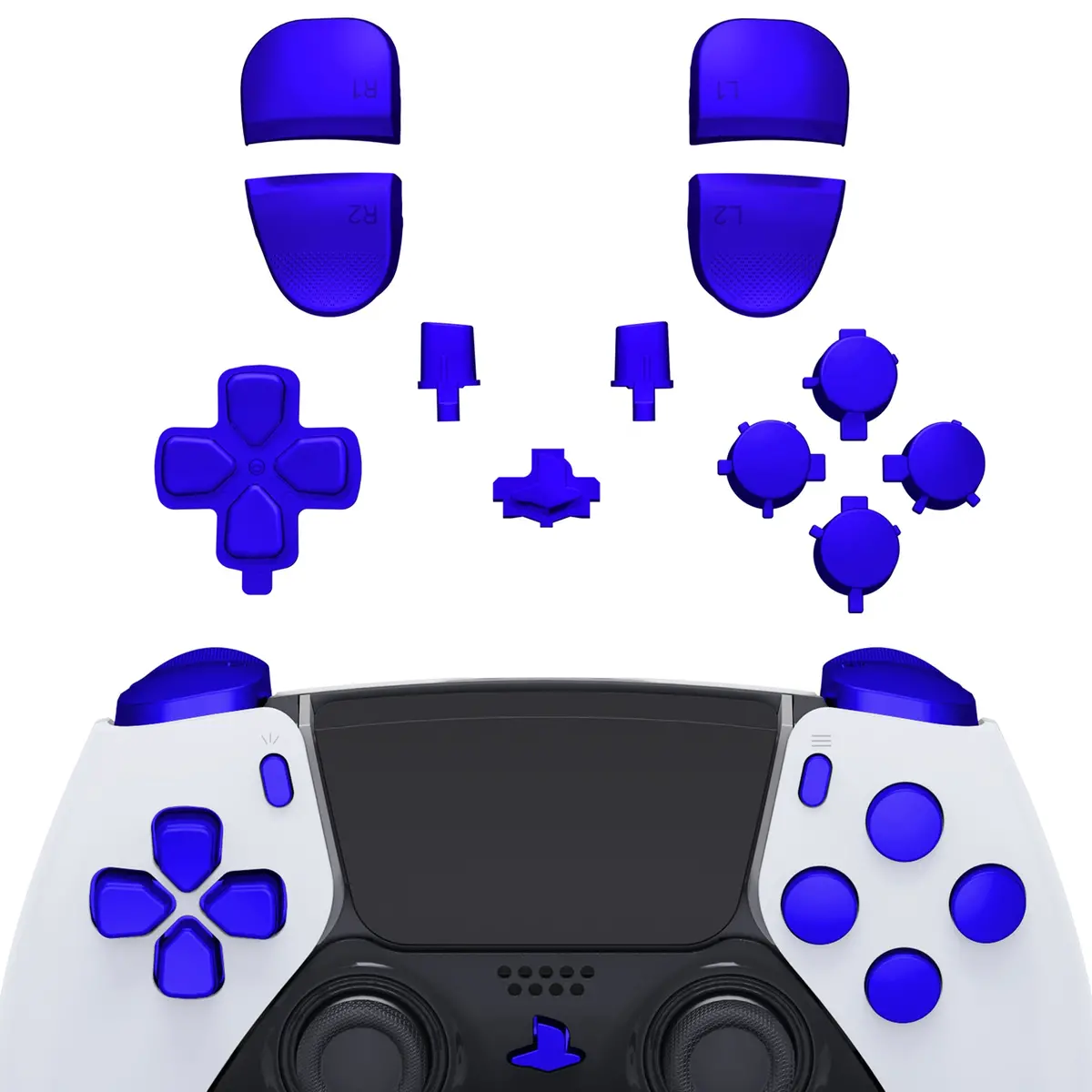 Extremerate Replacement Full Set Buttons Compatible With Ps5 Edge Controller - Chrome Blue 1