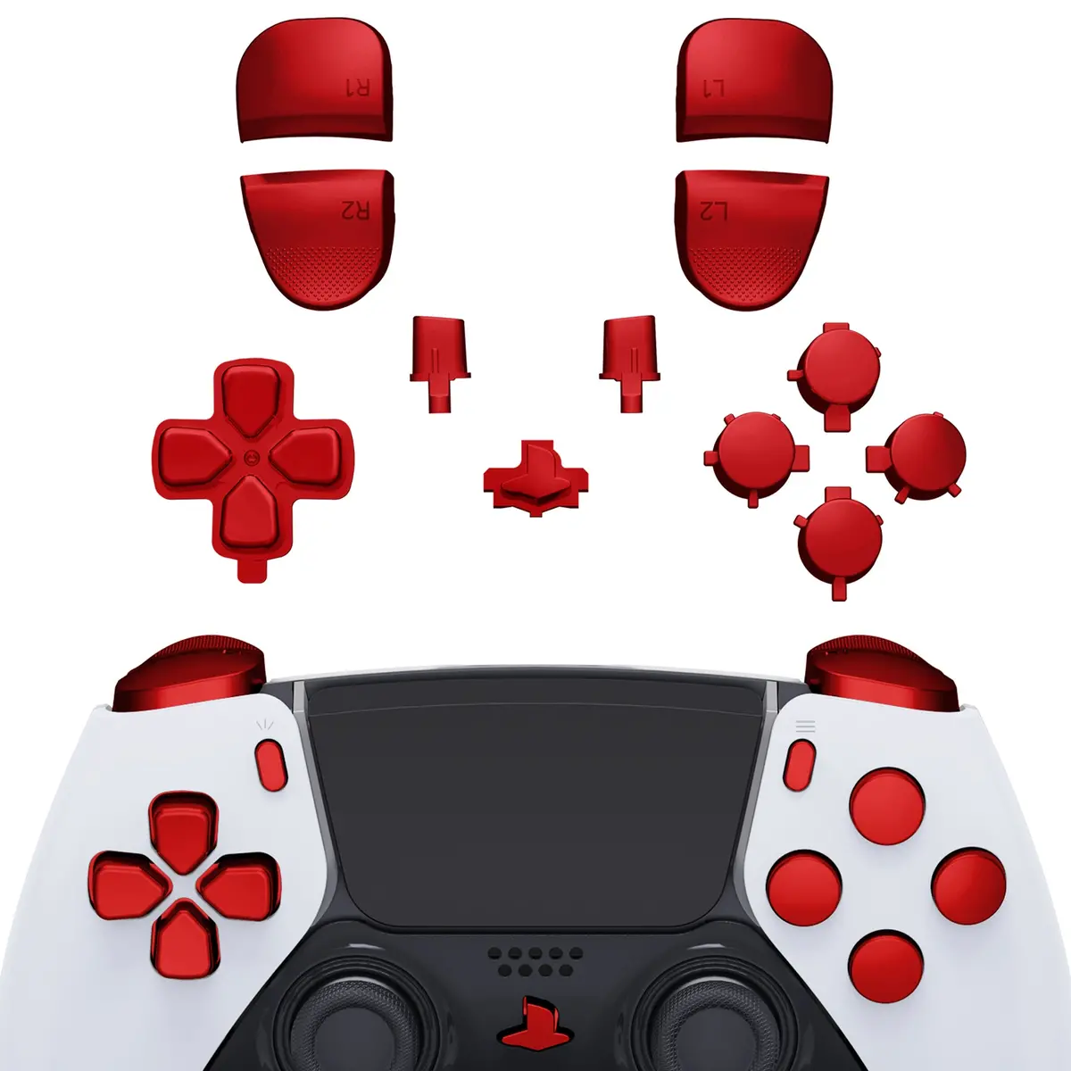 Extremerate Replacement Full Set Buttons Compatible With Ps5 Edge Controller - Chrome Red 1