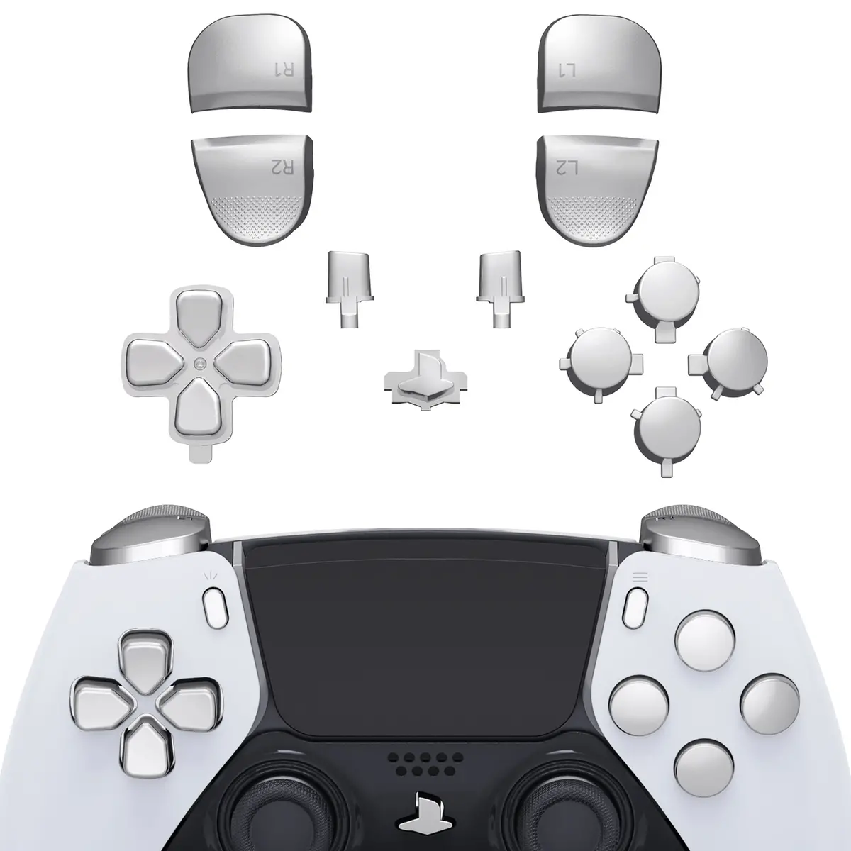 Extremerate Replacement Full Set Buttons Compatible With Ps5 Edge Controller - Chrome Silver 1