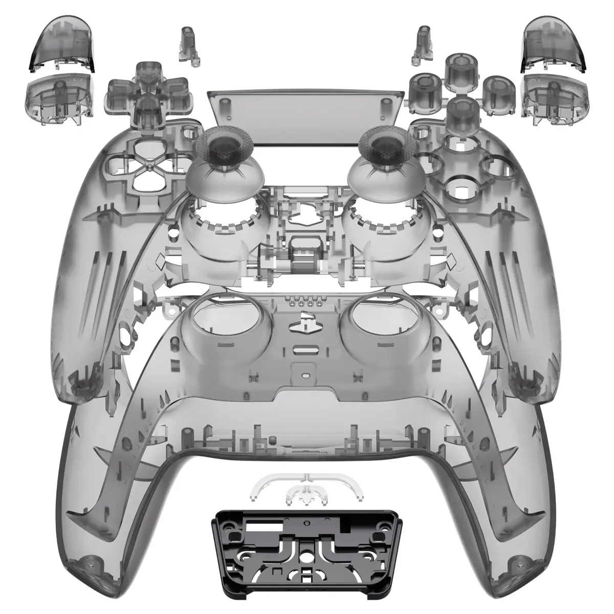 Extremerate Replacement Full Set Shells With Buttons Compatible With Ps5 Controller Bdm-030/040/050/060 - Clear Black 1
