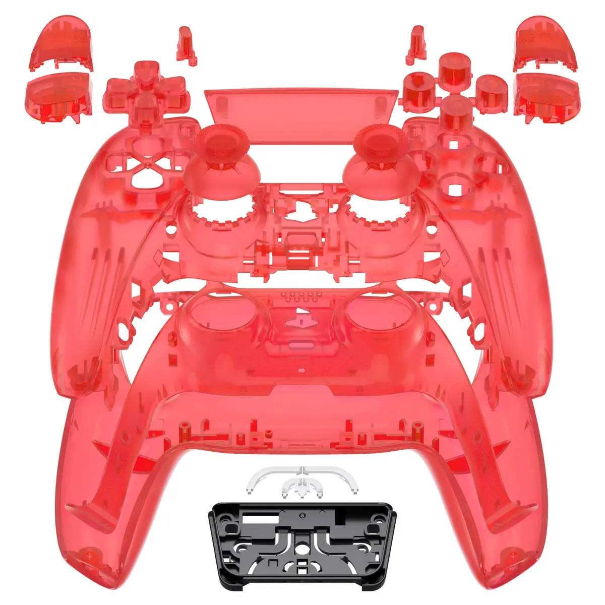 Extremerate Replacement Full Set Shells With Buttons Compatible With Ps5 Controller Bdm-030/040/050 - Clear Red 1