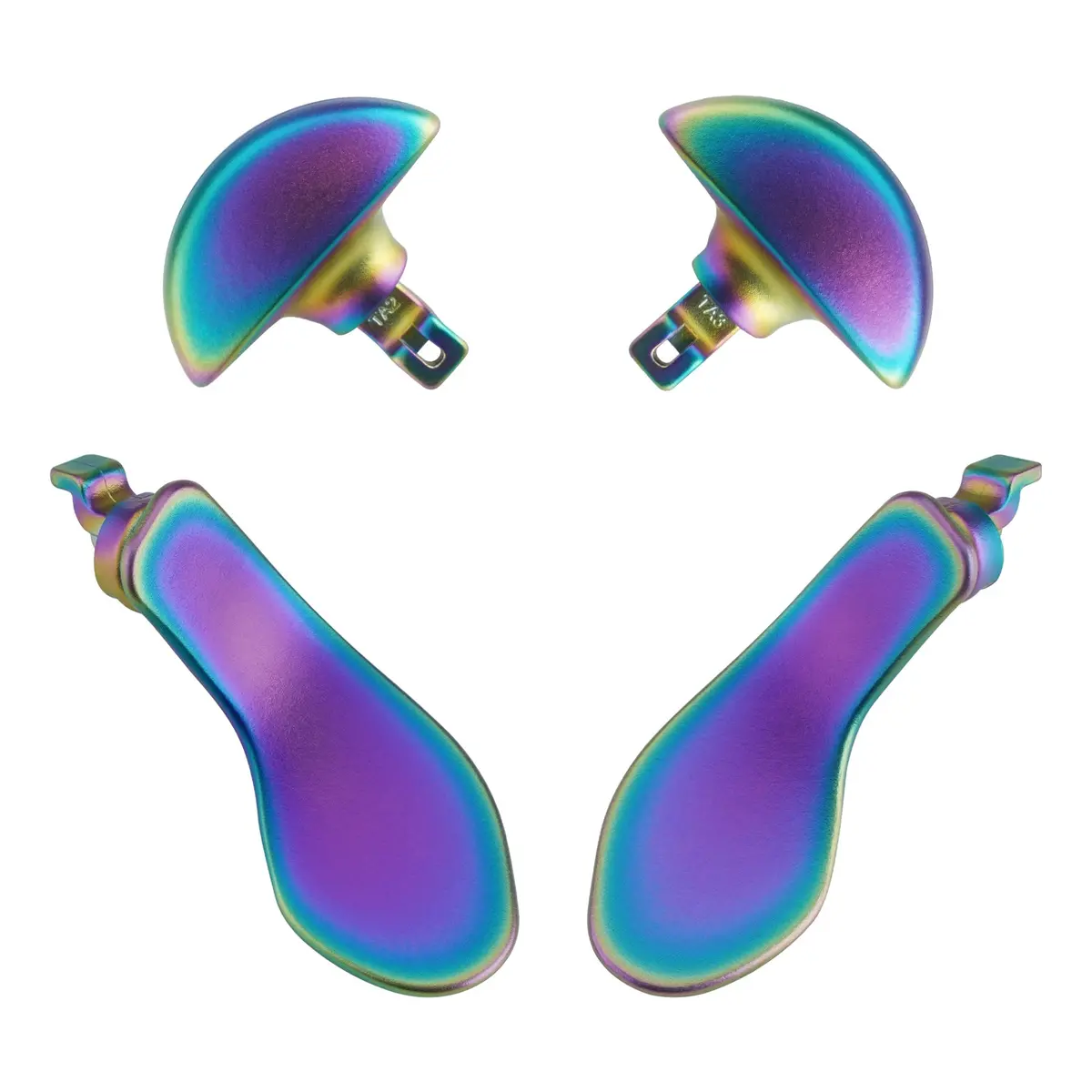 Extremerate Replacement Interchangeable 4Pcs Metal Back Paddles For Ps5 Edge Controller - Metallic Rainbow Aura Blue & Purple 1