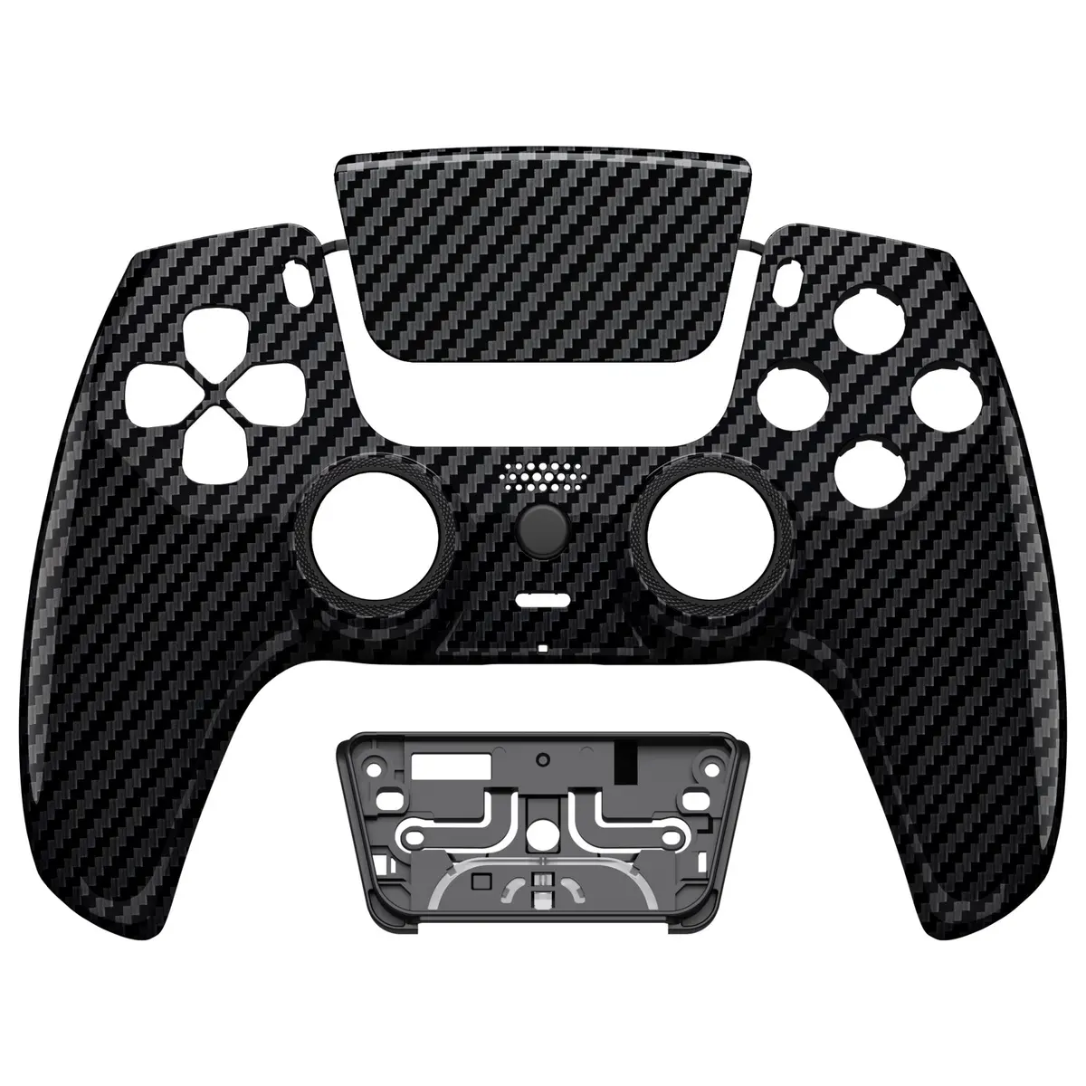 Extremerate Luna Redesigned Replacement Front Shell With Touchpad Compatible With Ps5 Controller Bdm-010/020/030/040/050 - Graphite Carbon Fiber 1