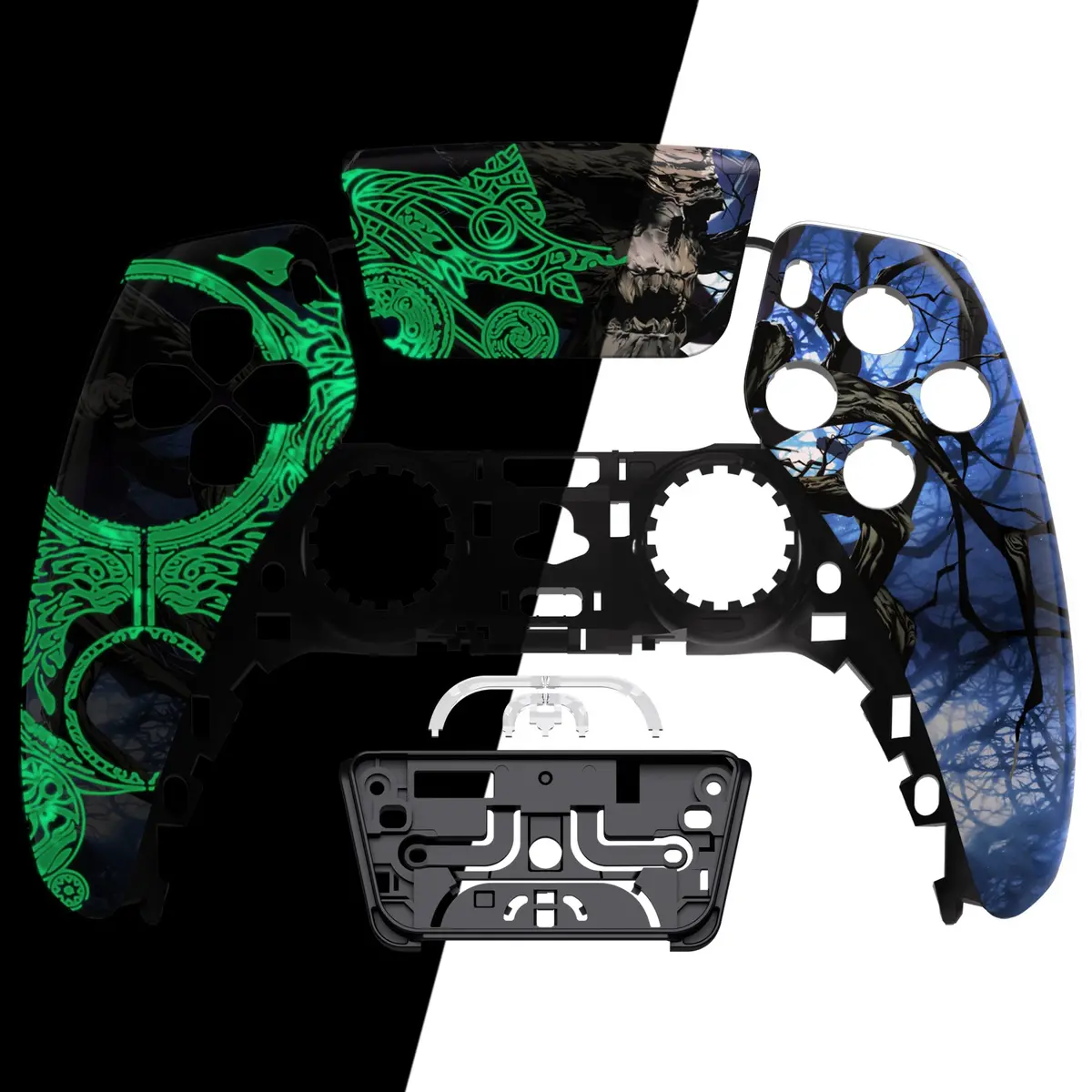 Extremerate Replacement Front Housing Shell With Touchpad Compatible With Ps5 Controller Bdm-010/020/030/040/050 - Glow In Dark - The Awakening Of The Earth Lord 1