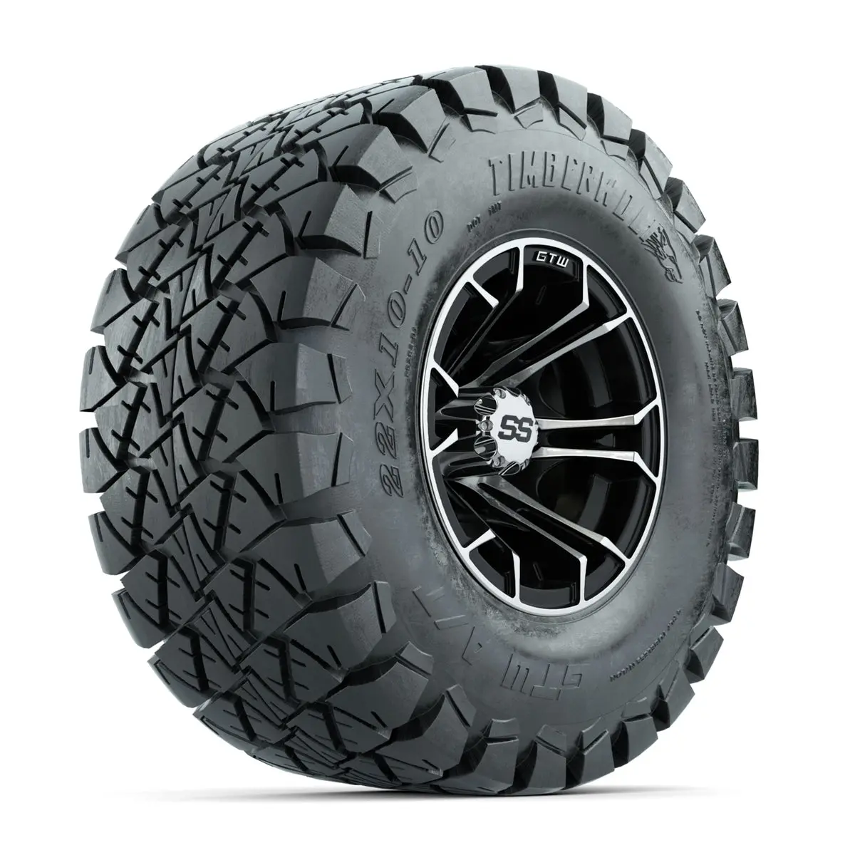 Gtw Spyder Machined/Black 10 In Wheels With 22X10-10 Timberwolf All Terrain Tires Full Set 1