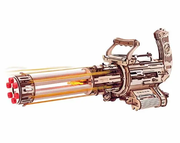 Roelqa01 Rokr Rotating-Barrel Machine Gun Toy 3D Wooden Puzzle 1