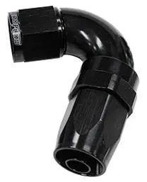 150 Series Tapered One-Piece Full-Flow 120° Swivel Hose Fitting, -8An, Black 1